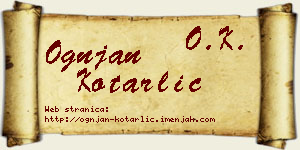 Ognjan Kotarlić vizit kartica